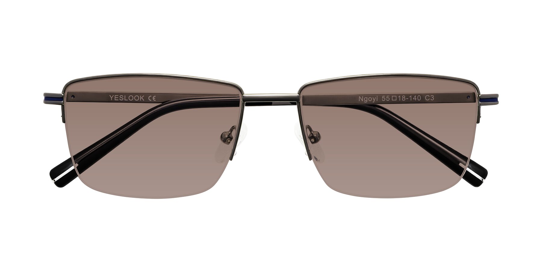 Folded Front of Ngoyi in Gunmetal with Medium Brown Tinted Lenses