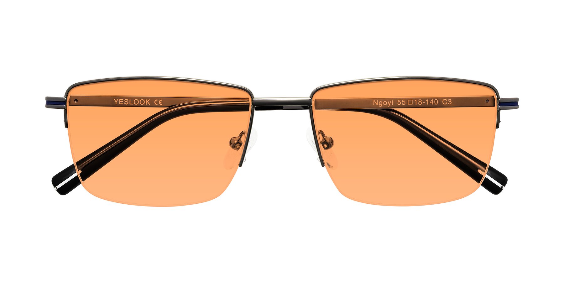 Folded Front of Ngoyi in Gunmetal with Medium Orange Tinted Lenses