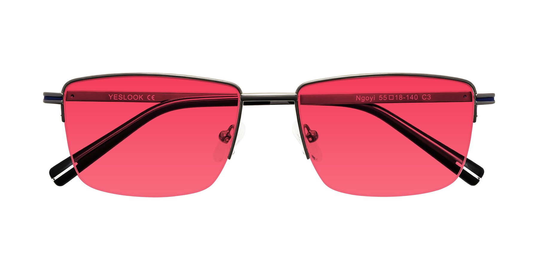 Folded Front of Ngoyi in Gunmetal with Red Tinted Lenses