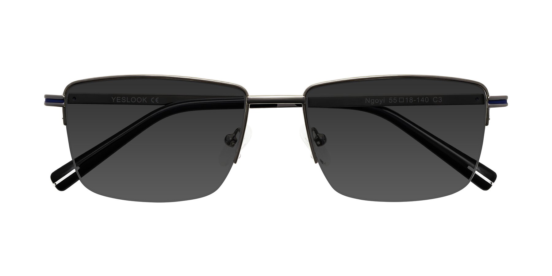 Folded Front of Ngoyi in Gunmetal with Gray Tinted Lenses