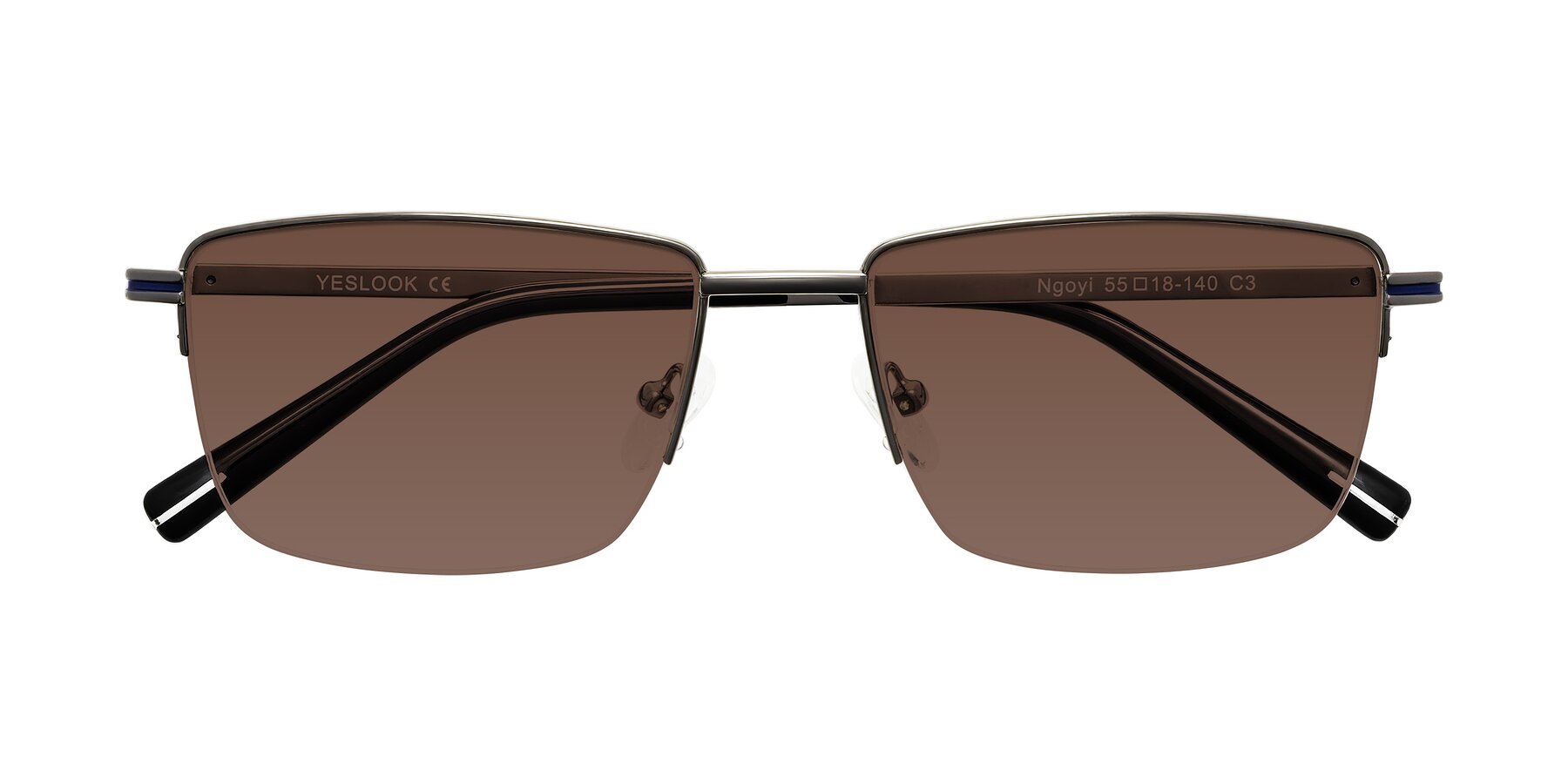 Folded Front of Ngoyi in Gunmetal with Brown Tinted Lenses