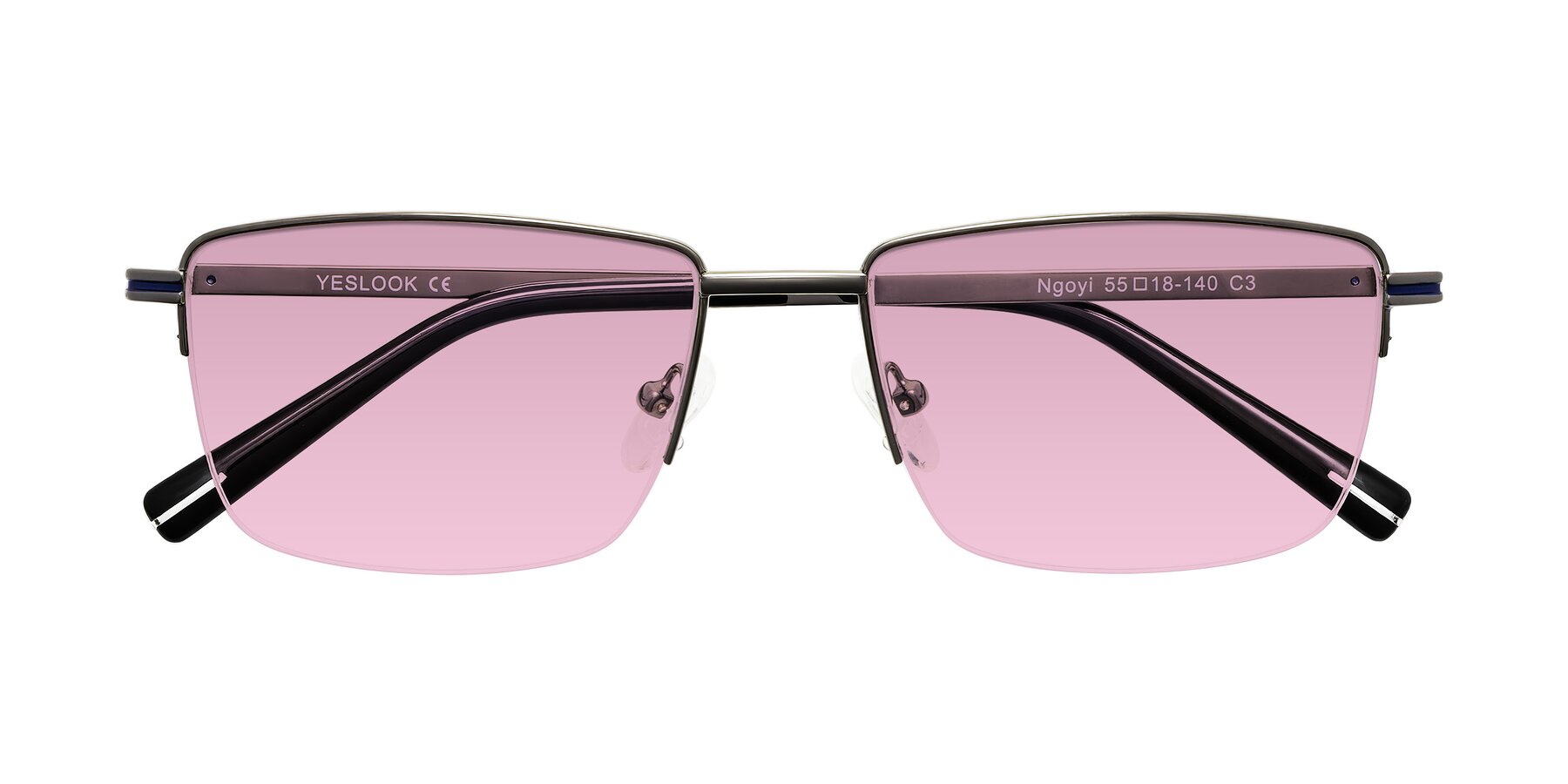 Folded Front of Ngoyi in Gunmetal with Light Wine Tinted Lenses