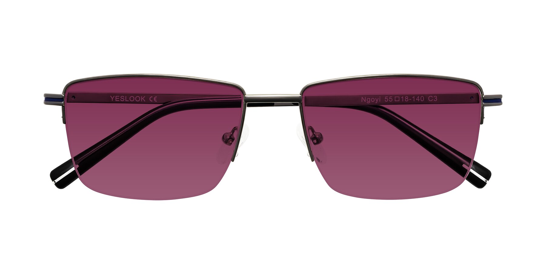 Folded Front of Ngoyi in Gunmetal with Wine Tinted Lenses