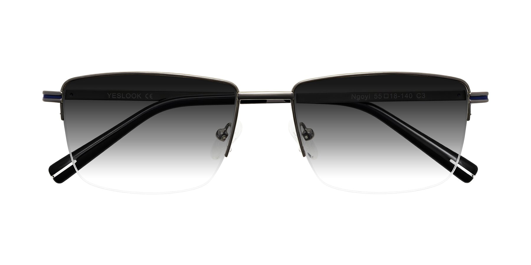 Folded Front of Ngoyi in Gunmetal with Gray Gradient Lenses