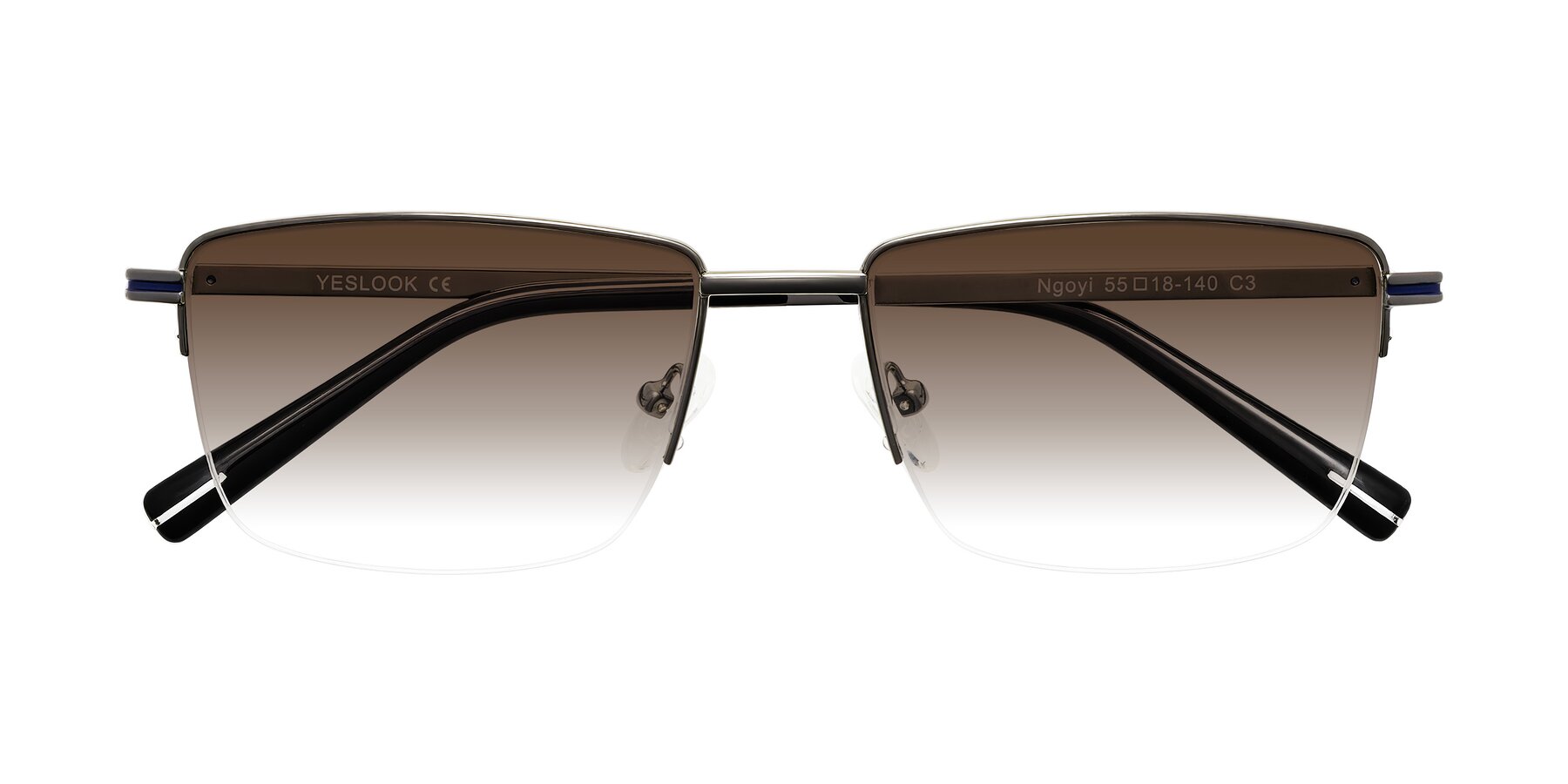 Folded Front of Ngoyi in Gunmetal with Brown Gradient Lenses