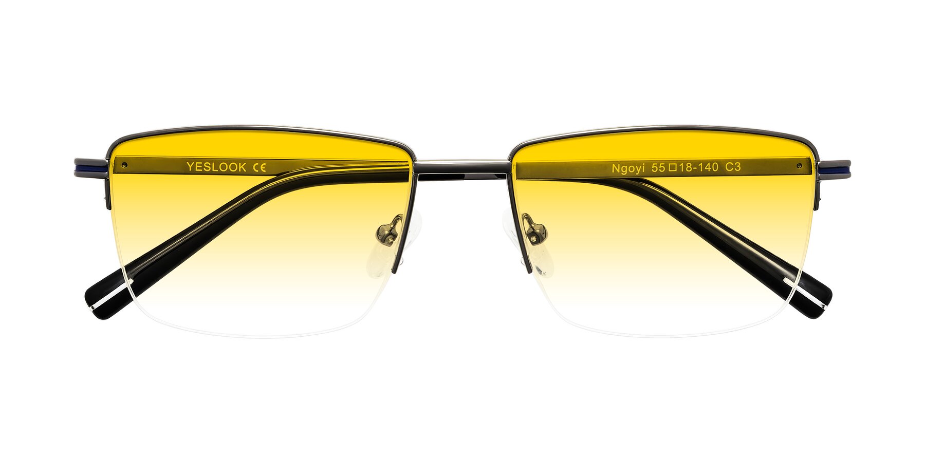 Folded Front of Ngoyi in Gunmetal with Yellow Gradient Lenses