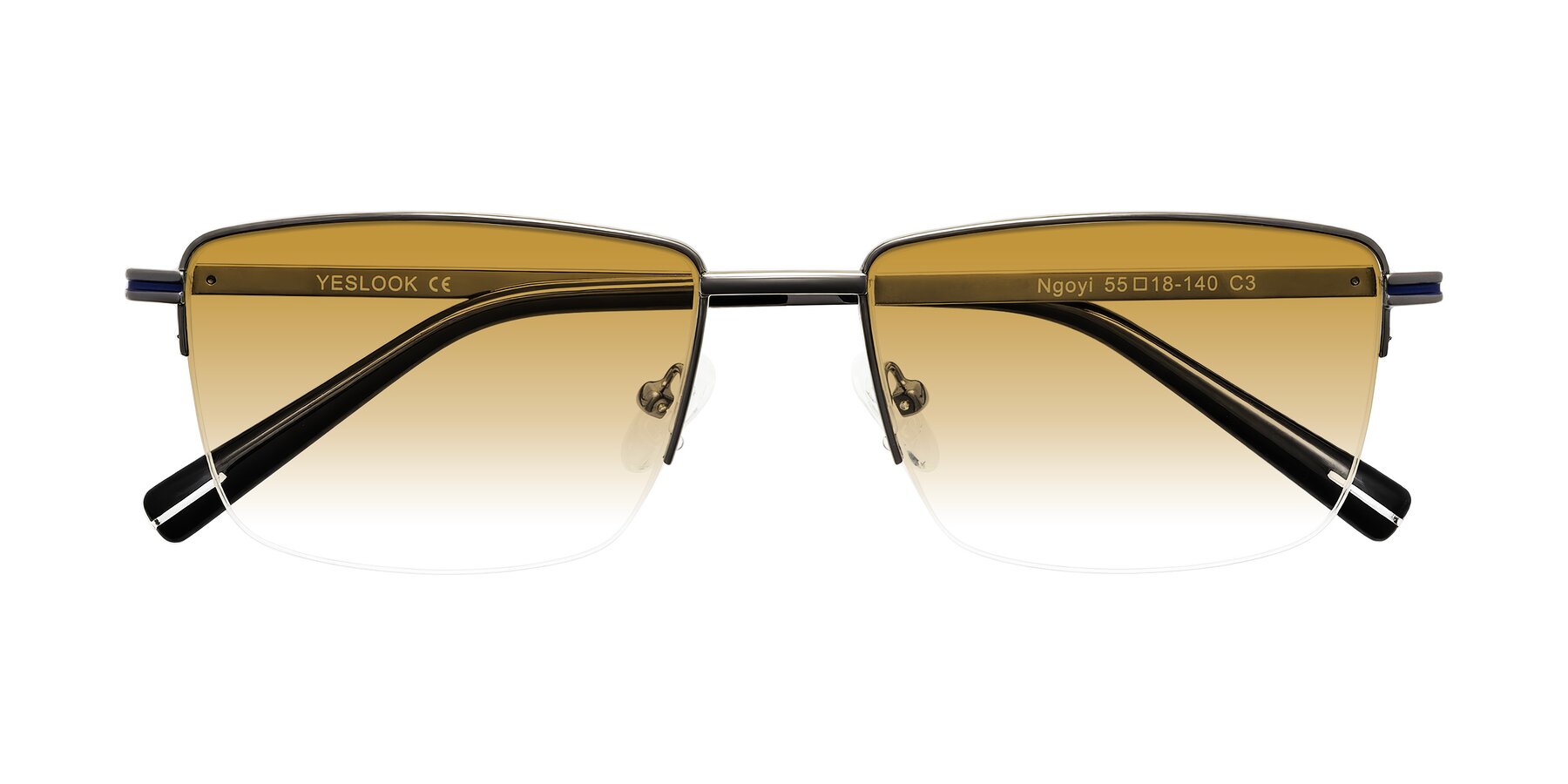 Folded Front of Ngoyi in Gunmetal with Champagne Gradient Lenses