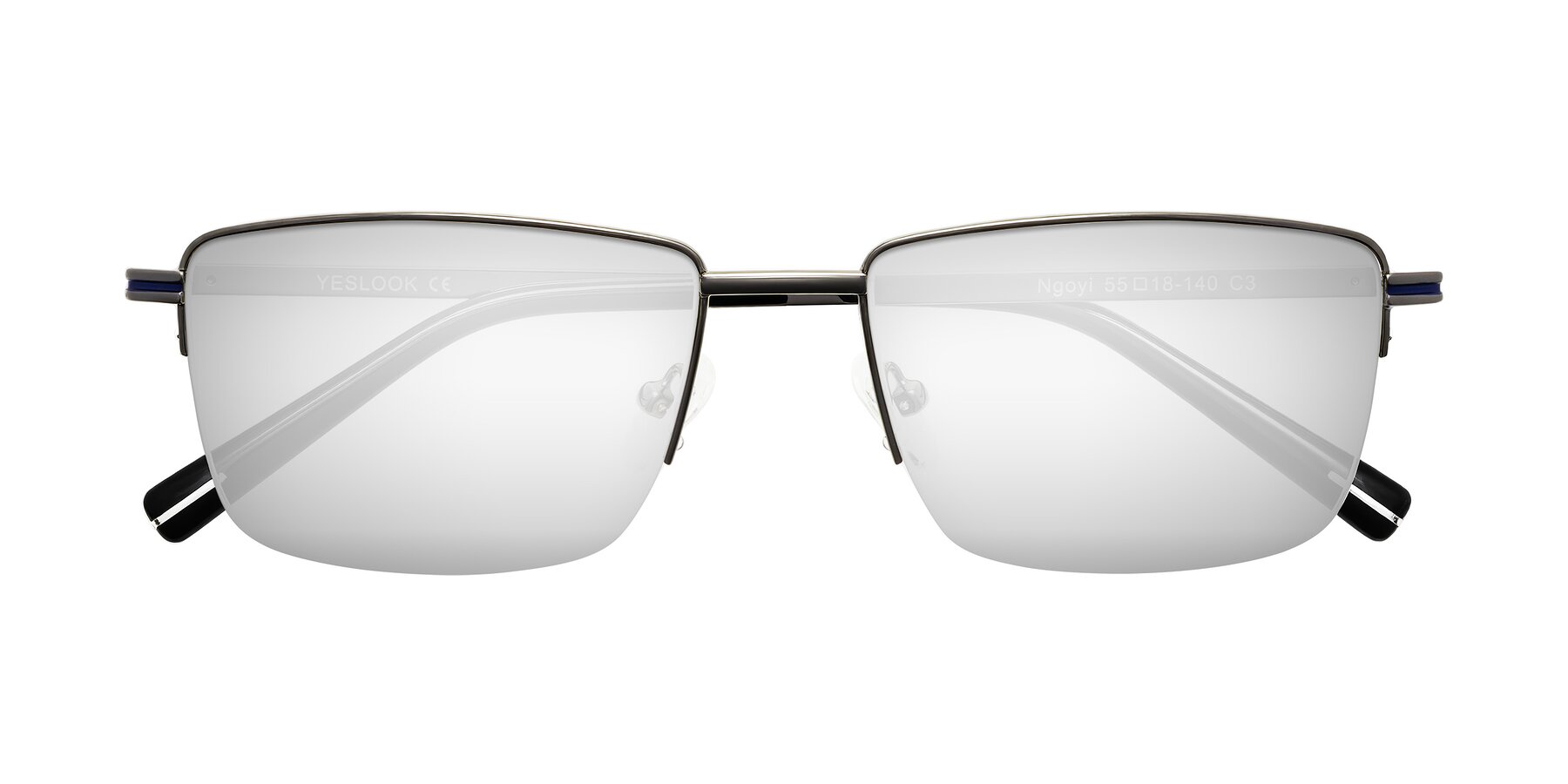 Folded Front of Ngoyi in Gunmetal with Silver Mirrored Lenses