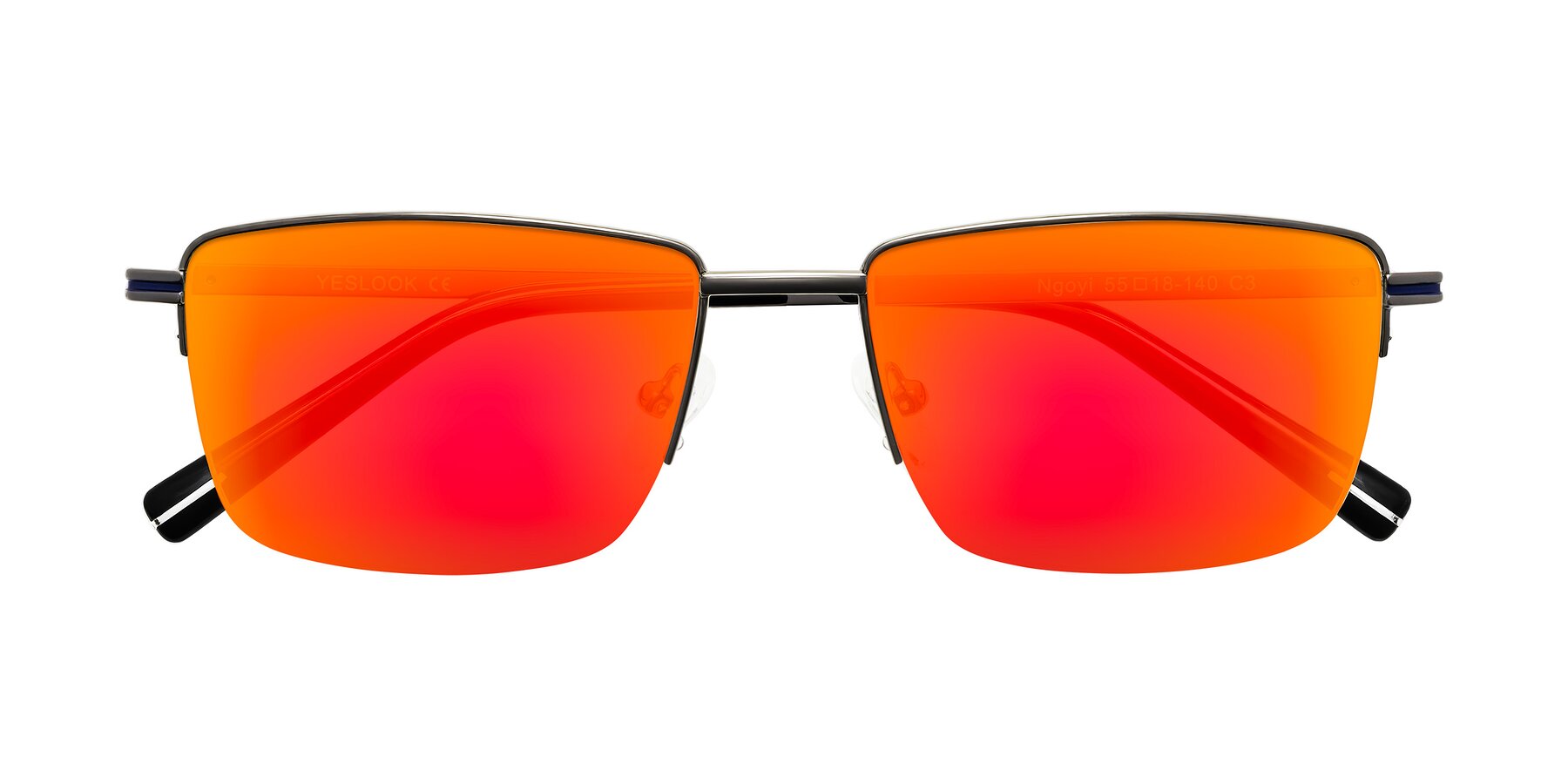 Folded Front of Ngoyi in Gunmetal with Red Gold Mirrored Lenses