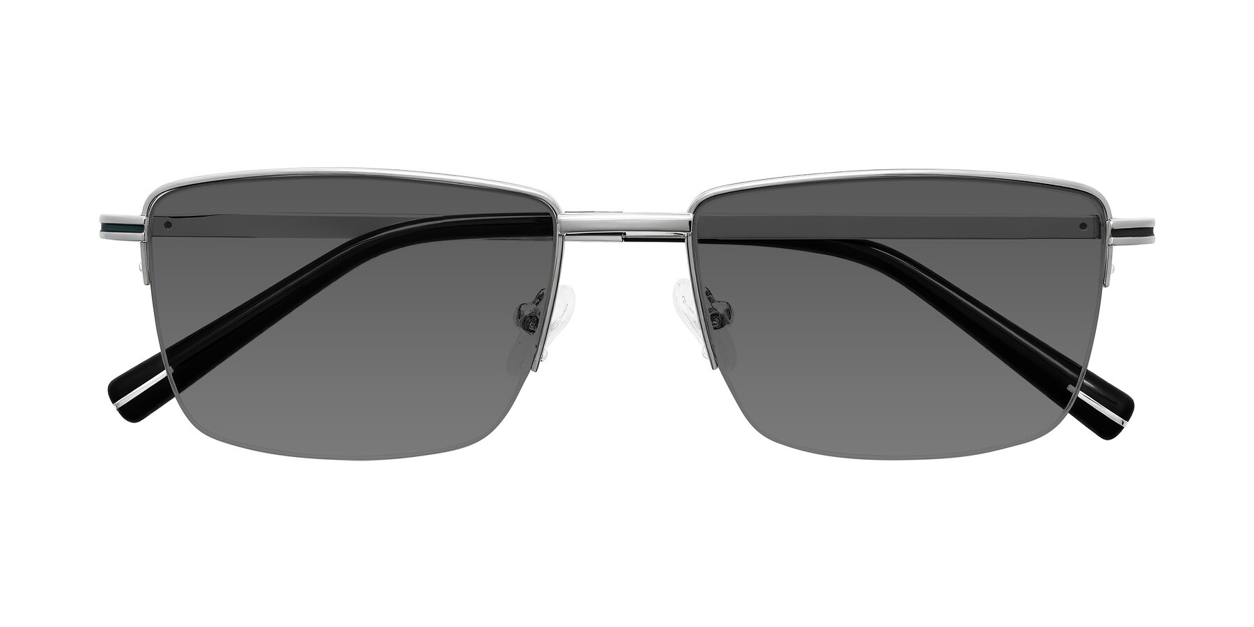 Folded Front of Ngoyi in Silver with Medium Gray Tinted Lenses