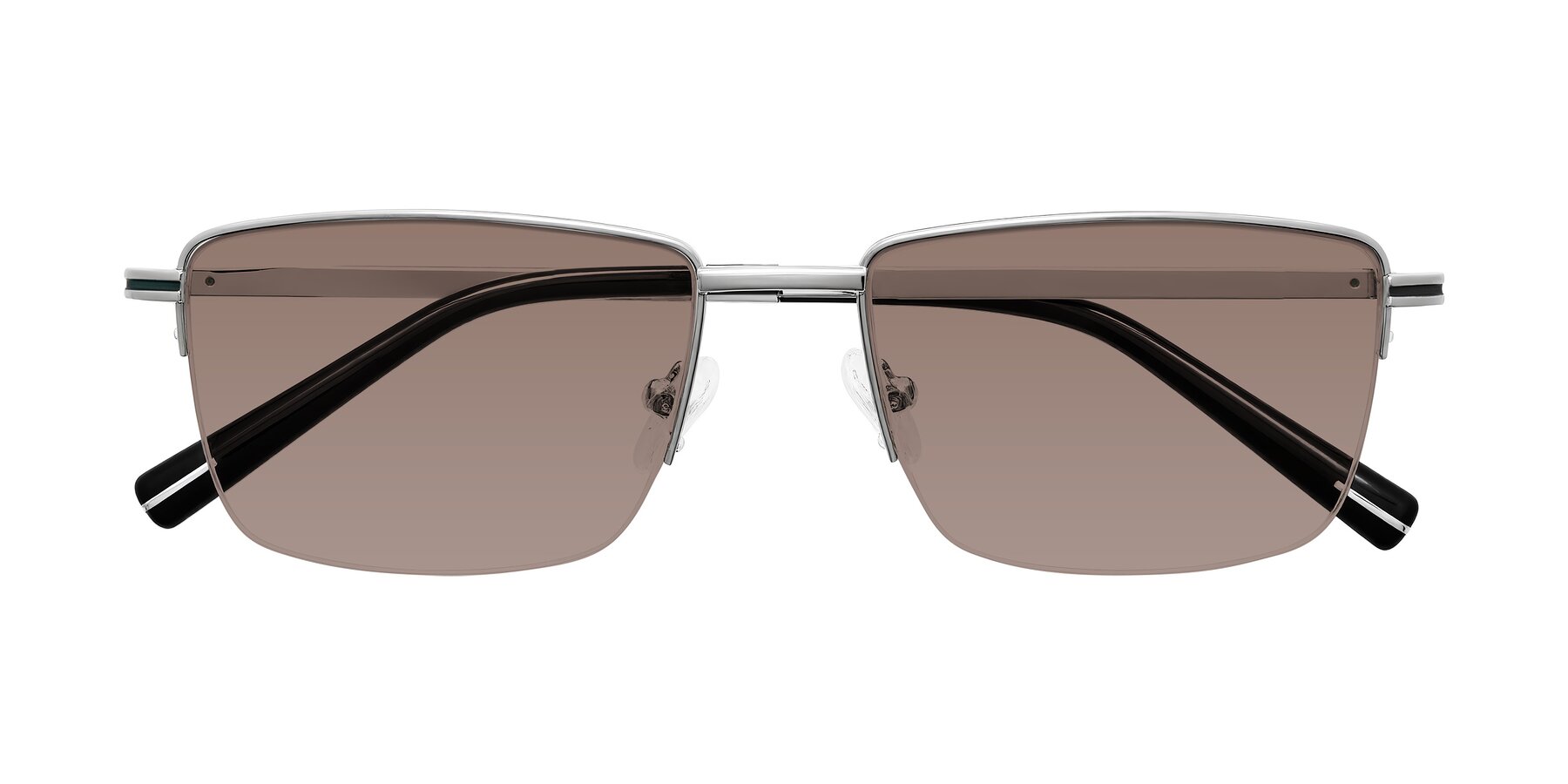 Folded Front of Ngoyi in Silver with Medium Brown Tinted Lenses