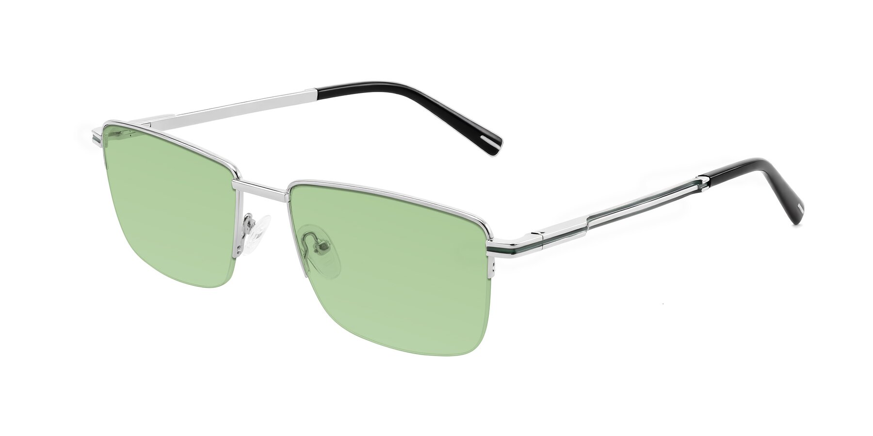 Angle of Ngoyi in Silver with Medium Green Tinted Lenses