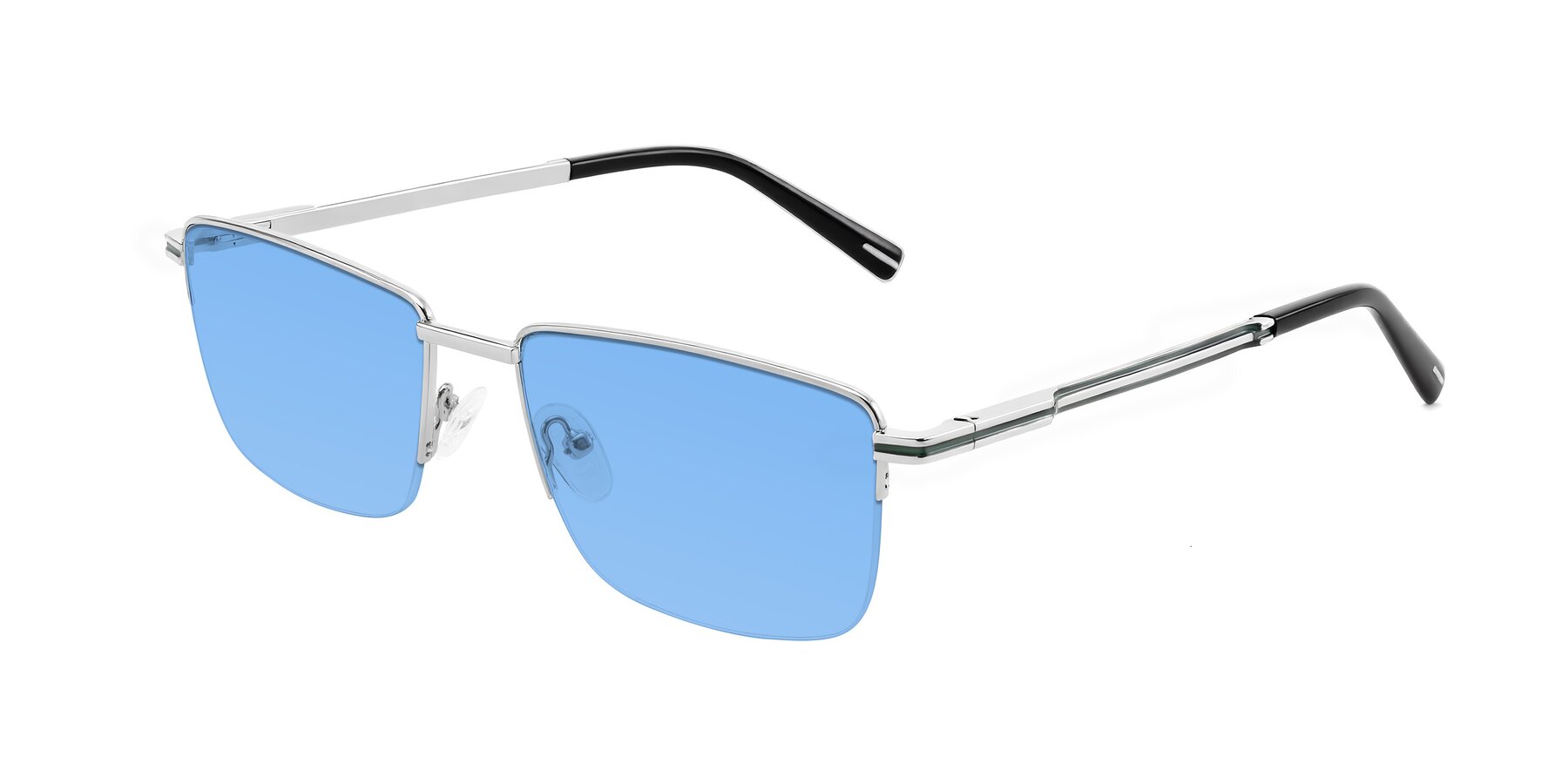 Angle of Ngoyi in Silver with Medium Blue Tinted Lenses