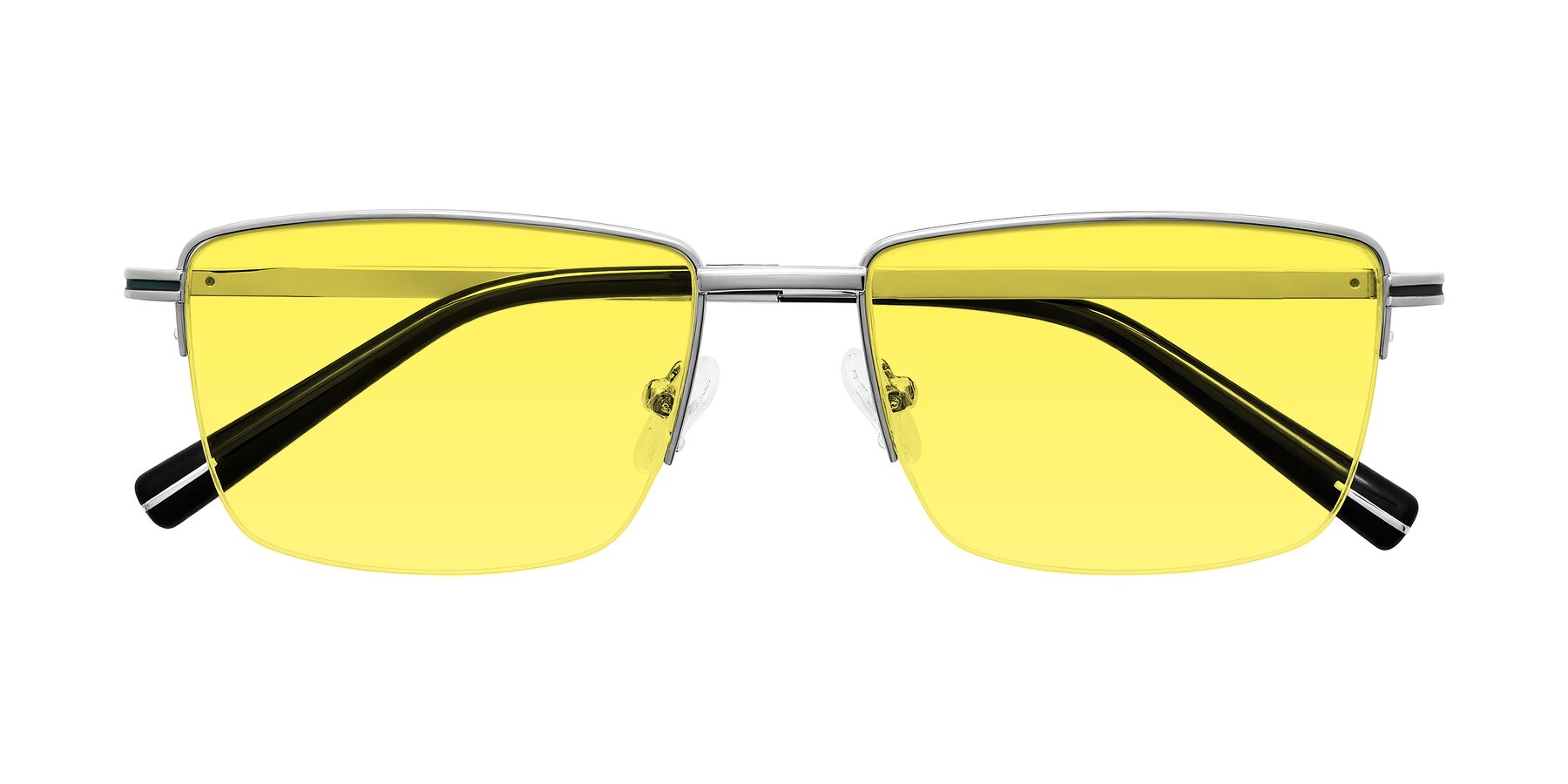 Folded Front of Ngoyi in Silver with Medium Yellow Tinted Lenses