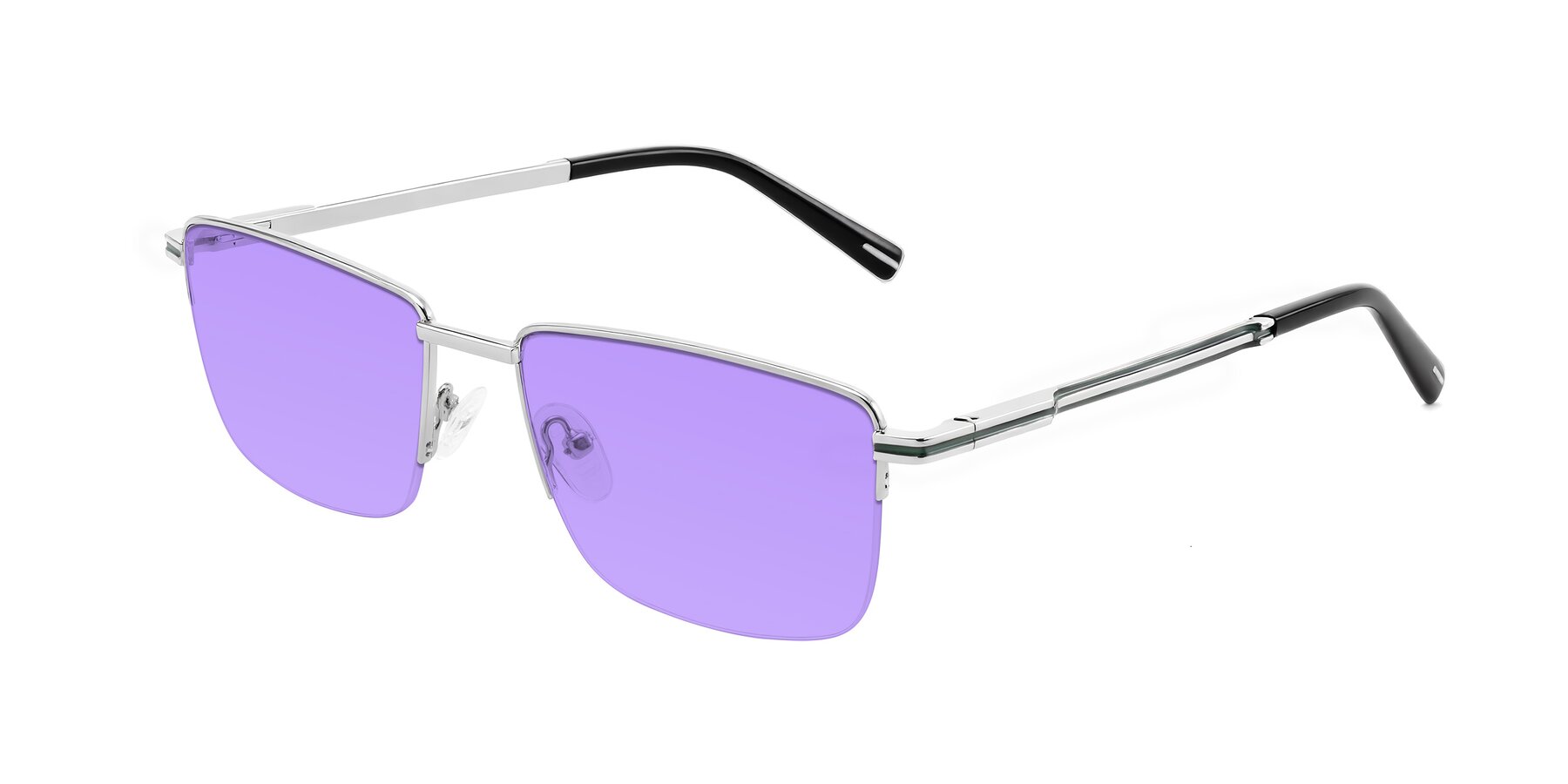 Angle of Ngoyi in Silver with Medium Purple Tinted Lenses