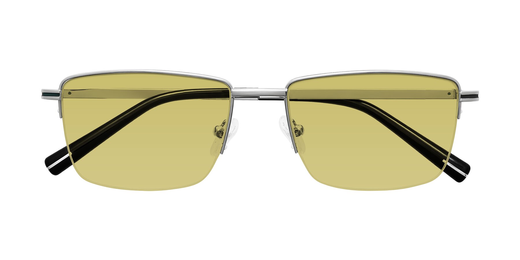 Folded Front of Ngoyi in Silver with Medium Champagne Tinted Lenses