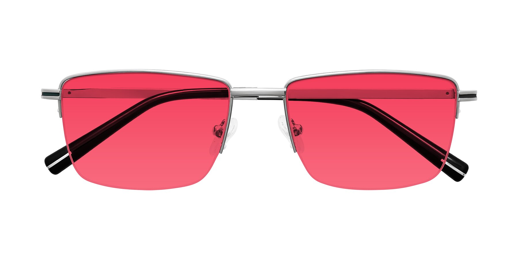 Folded Front of Ngoyi in Silver with Red Tinted Lenses