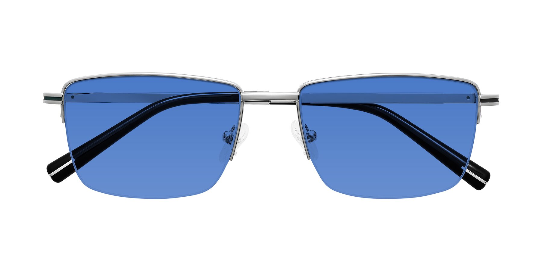 Folded Front of Ngoyi in Silver with Blue Tinted Lenses