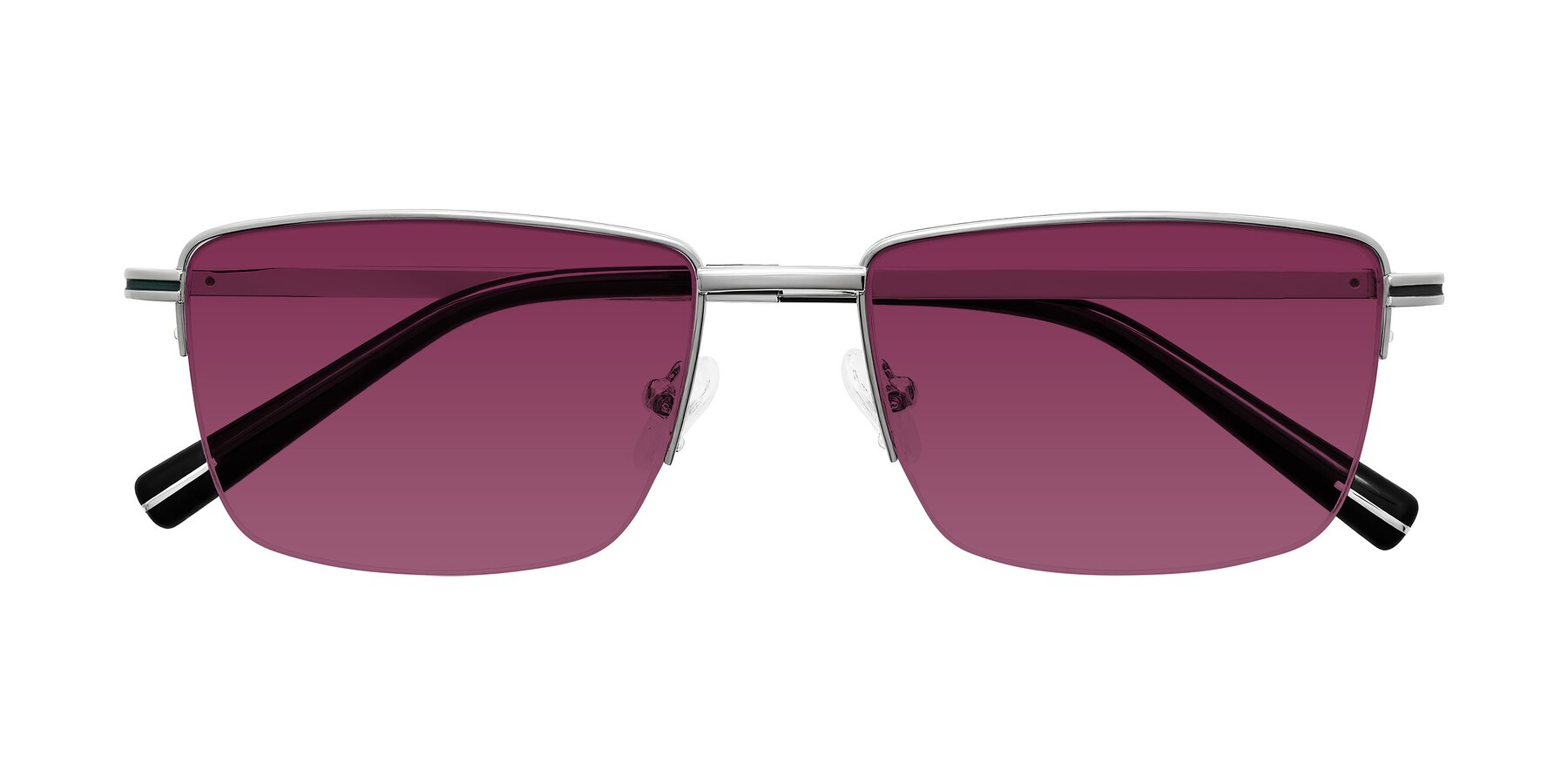 Folded Front of Ngoyi in Silver with Wine Tinted Lenses