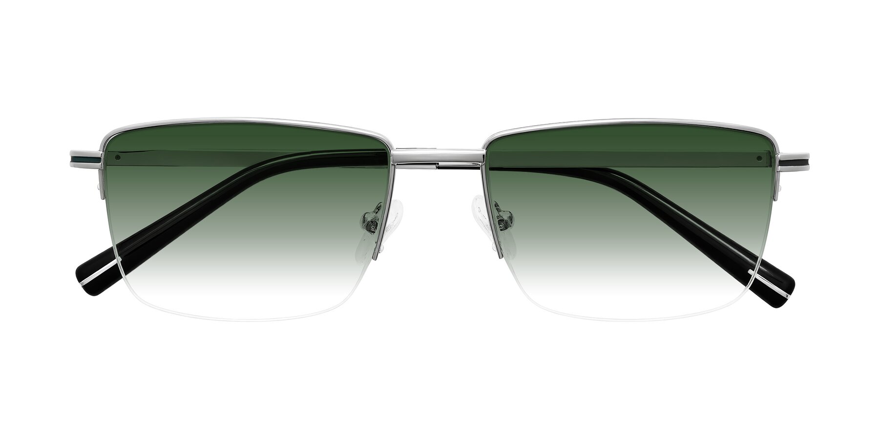 Folded Front of Ngoyi in Silver with Green Gradient Lenses