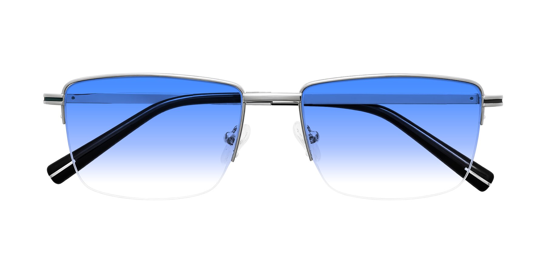 Folded Front of Ngoyi in Silver with Blue Gradient Lenses