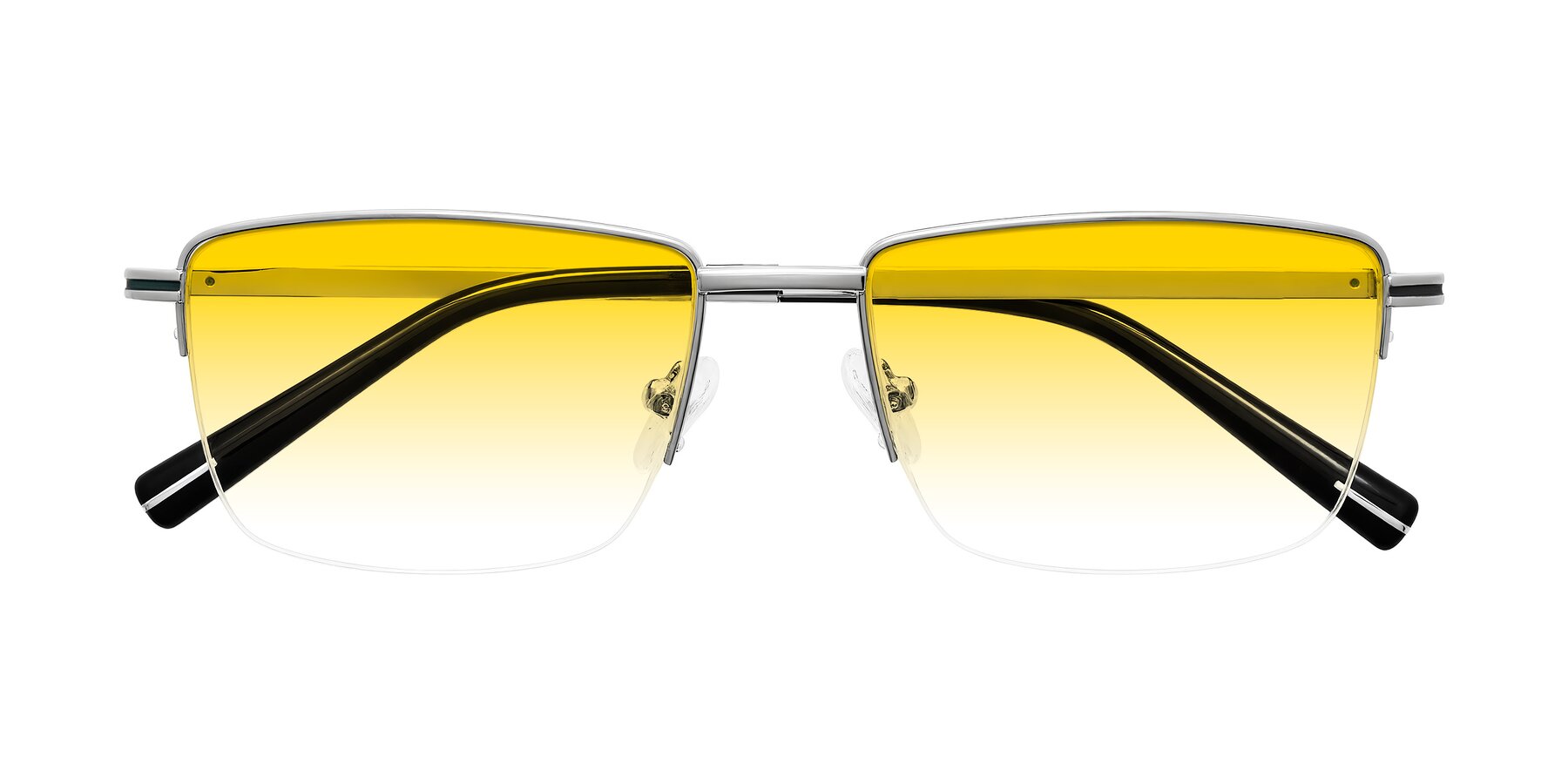 Folded Front of Ngoyi in Silver with Yellow Gradient Lenses