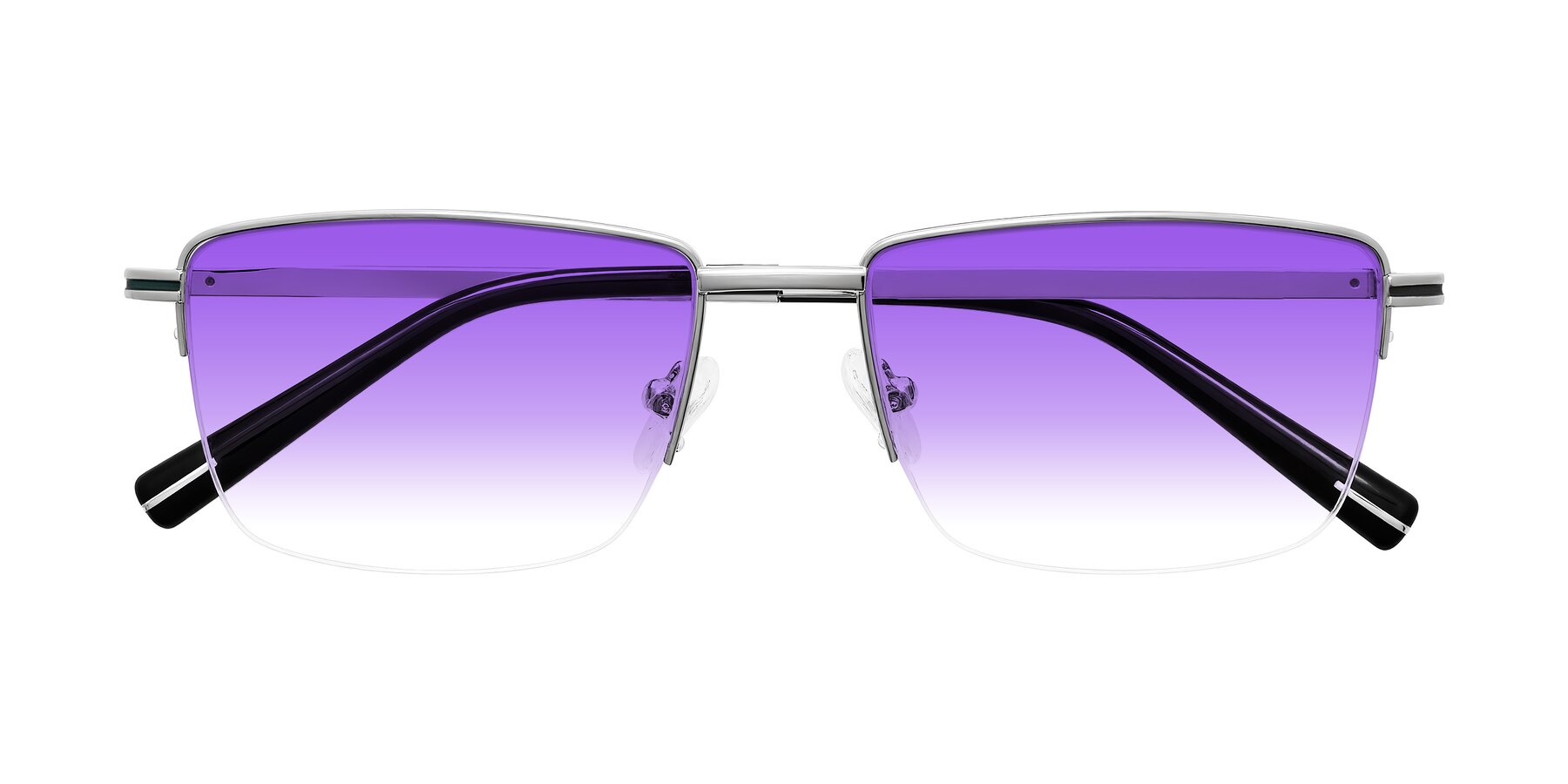 Folded Front of Ngoyi in Silver with Purple Gradient Lenses