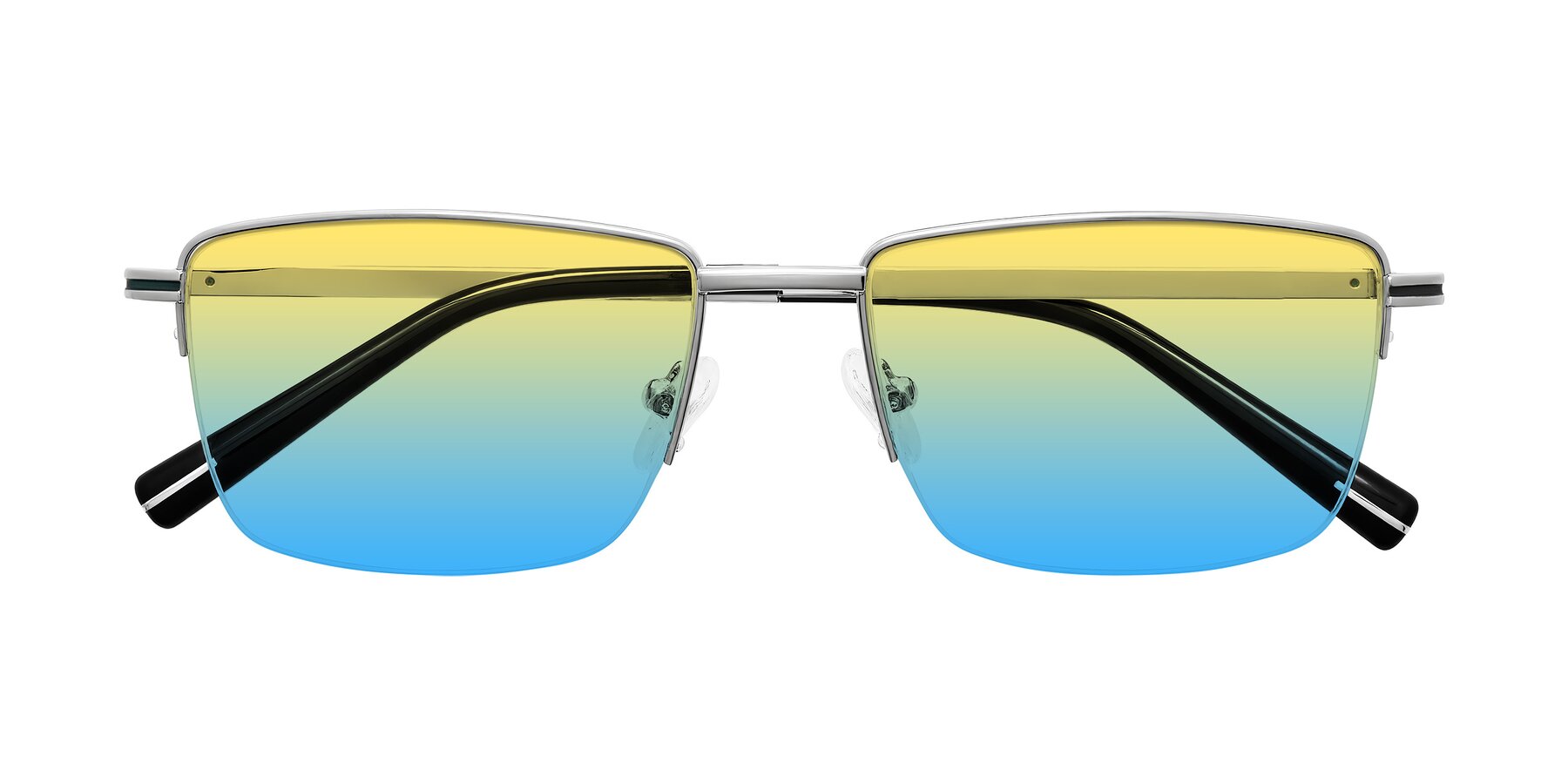 Folded Front of Ngoyi in Silver with Yellow / Blue Gradient Lenses