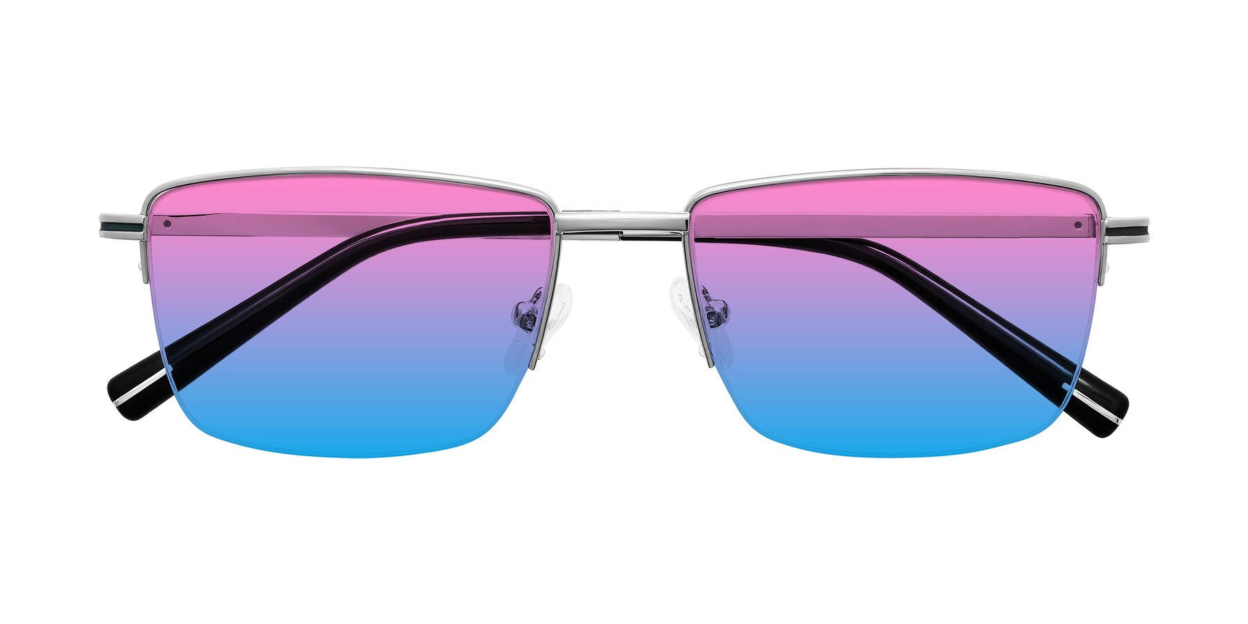 Folded Front of Ngoyi in Silver with Pink / Blue Gradient Lenses