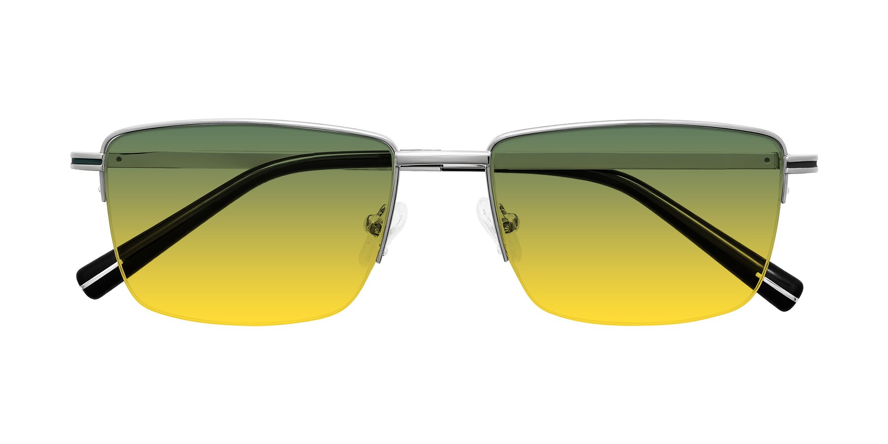 Folded Front of Ngoyi in Silver with Green / Yellow Gradient Lenses