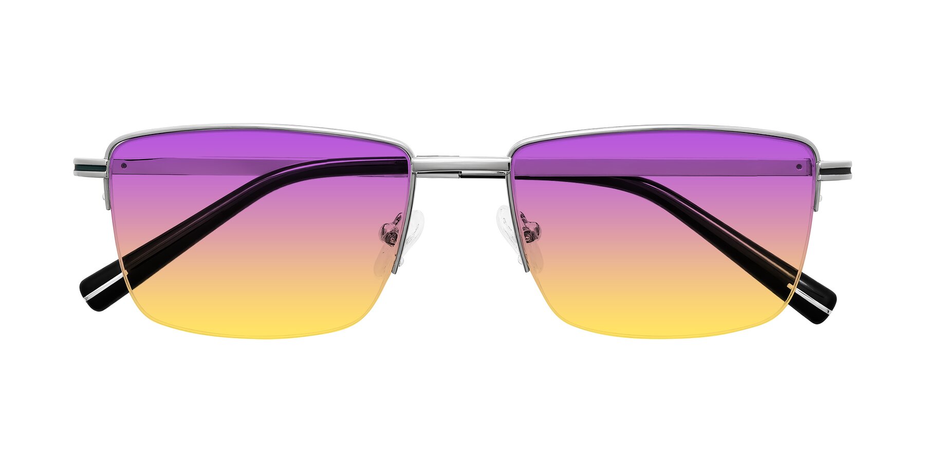 Folded Front of Ngoyi in Silver with Purple / Yellow Gradient Lenses