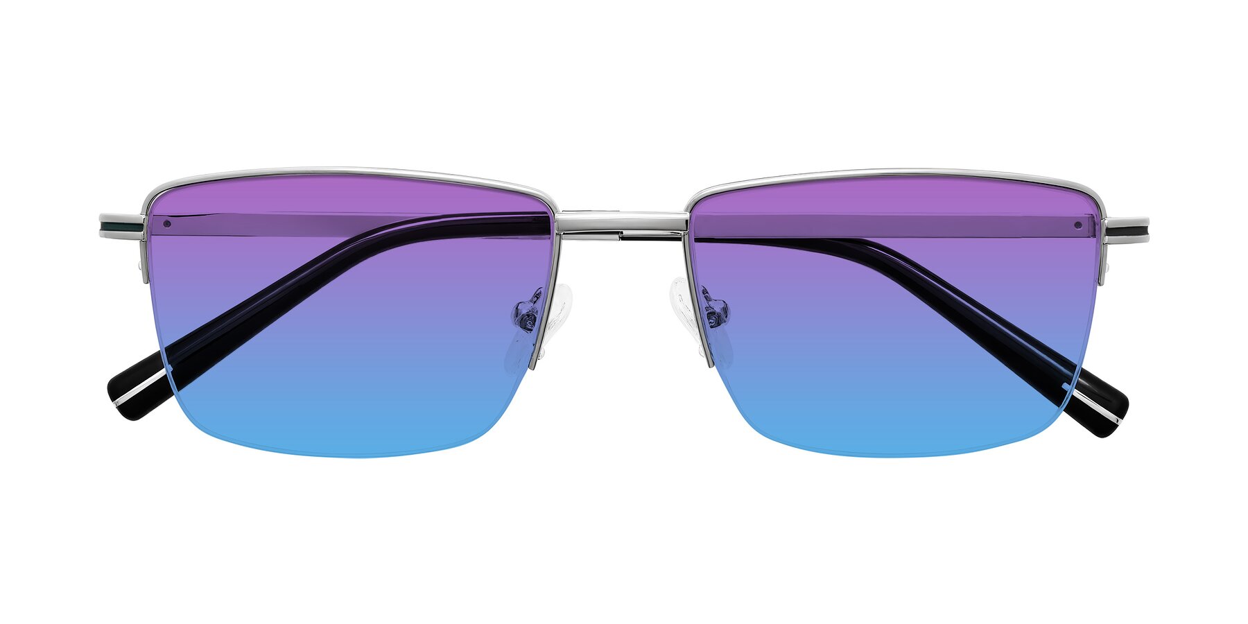 Folded Front of Ngoyi in Silver with Purple / Blue Gradient Lenses