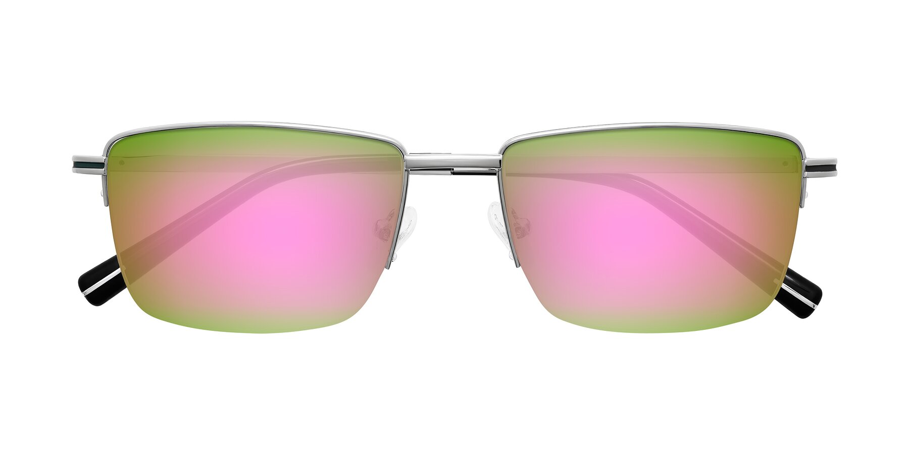 Folded Front of Ngoyi in Silver with Pink Mirrored Lenses