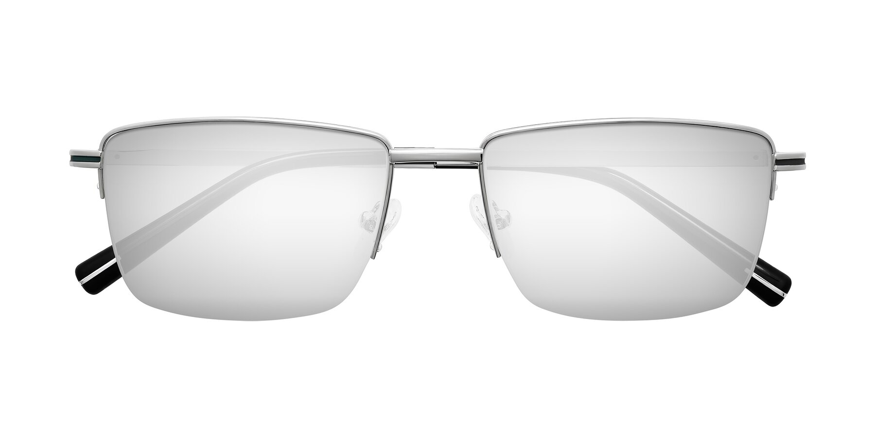 Folded Front of Ngoyi in Silver with Silver Mirrored Lenses