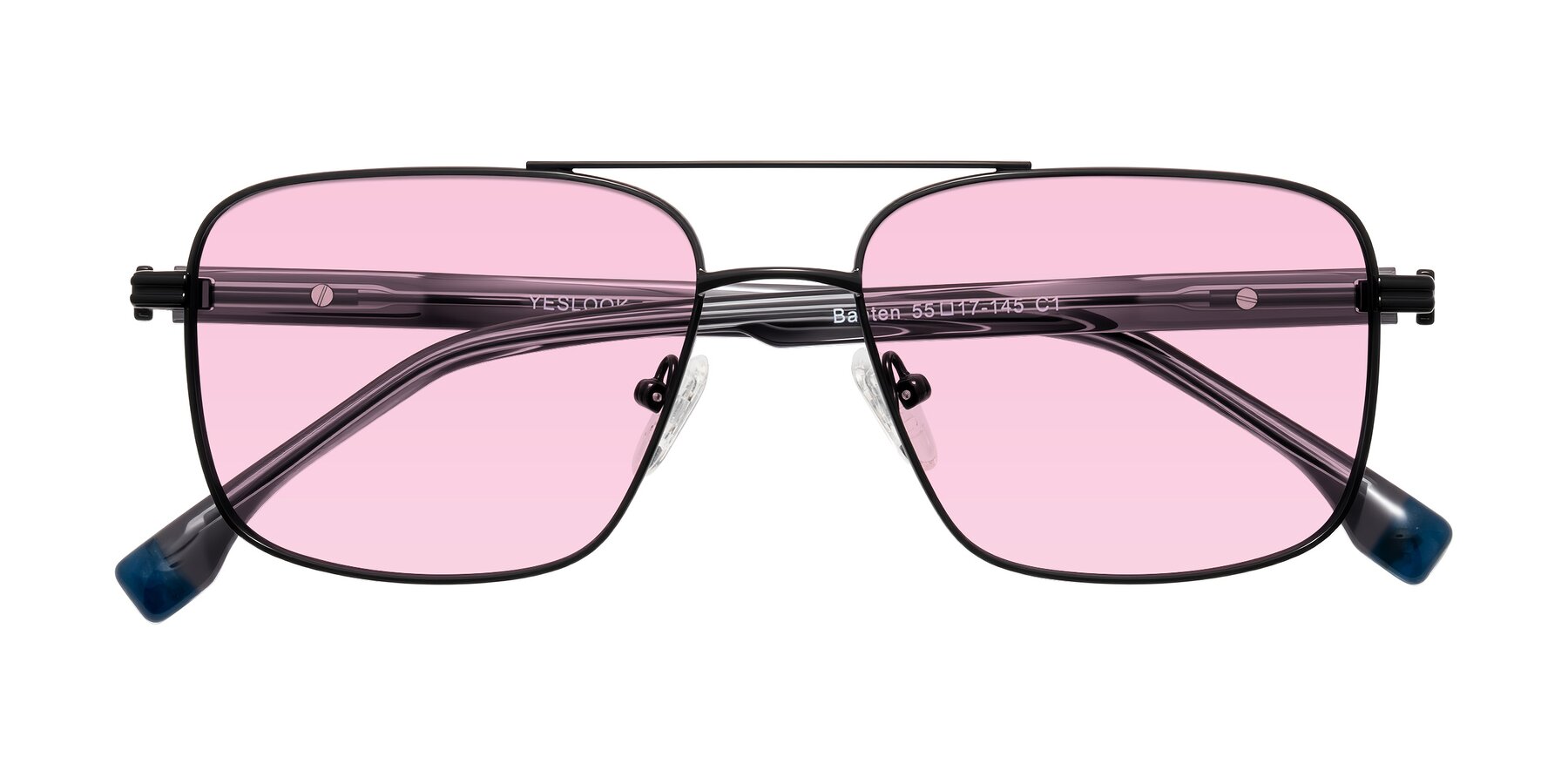Folded Front of Banten in Black with Light Pink Tinted Lenses