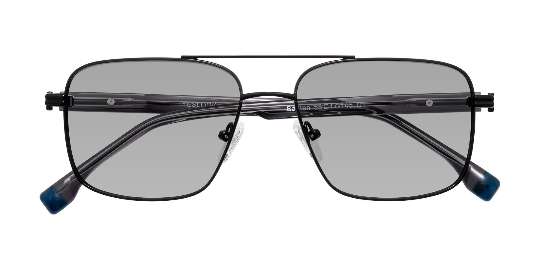 Folded Front of Banten in Black with Light Gray Tinted Lenses