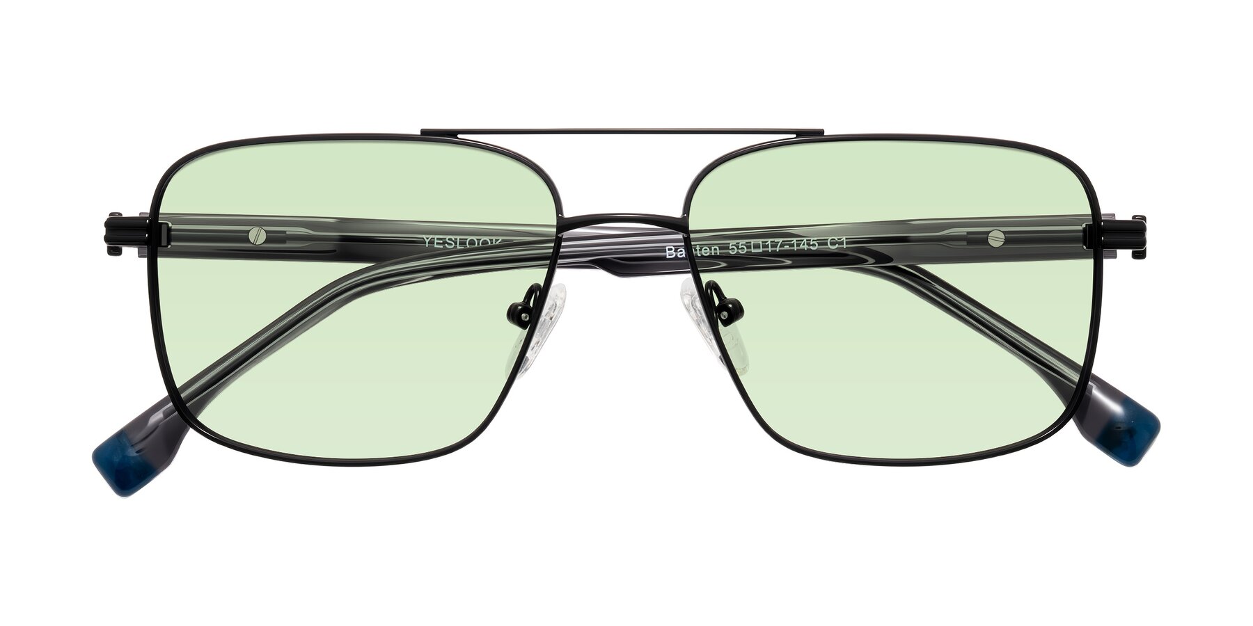 Folded Front of Banten in Black with Light Green Tinted Lenses