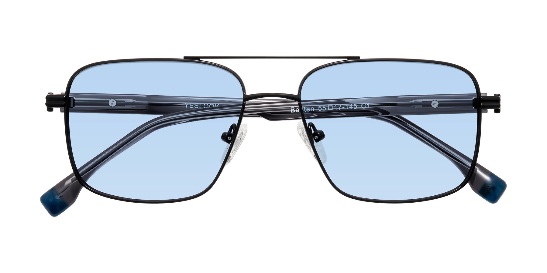 Folded Front of Banten in Black with Light Blue Tinted Lenses