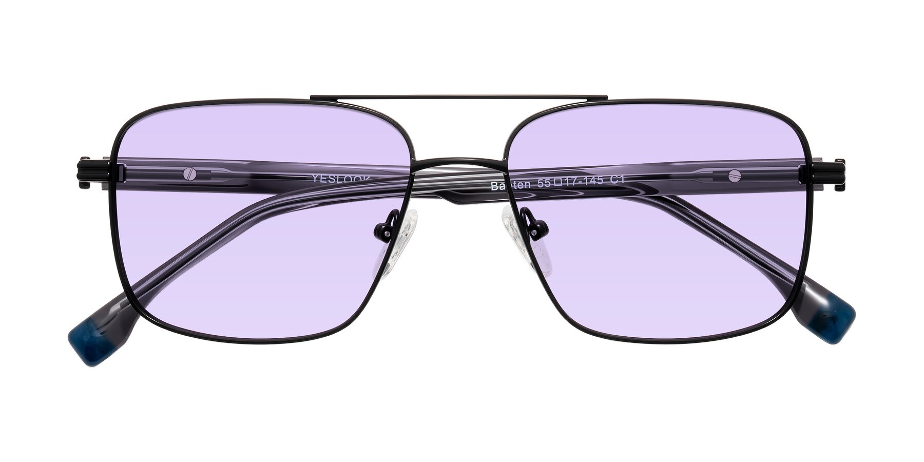 Folded Front of Banten in Black with Light Purple Tinted Lenses
