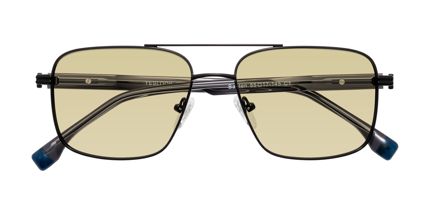 Folded Front of Banten in Black with Light Champagne Tinted Lenses