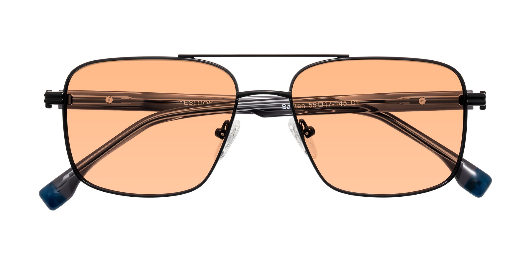 Folded Front of Banten in Black with Light Orange Tinted Lenses