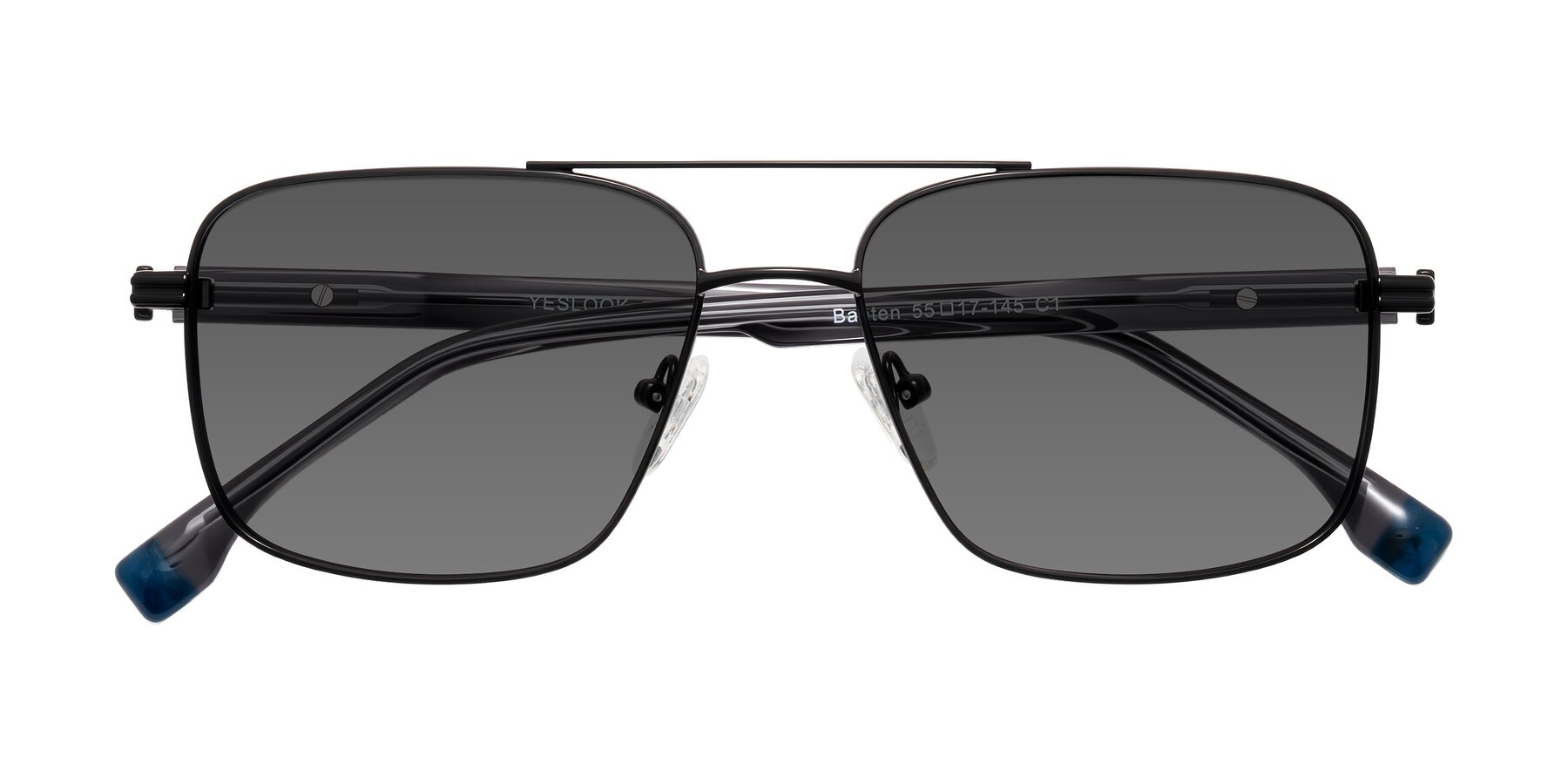Folded Front of Banten in Black with Medium Gray Tinted Lenses