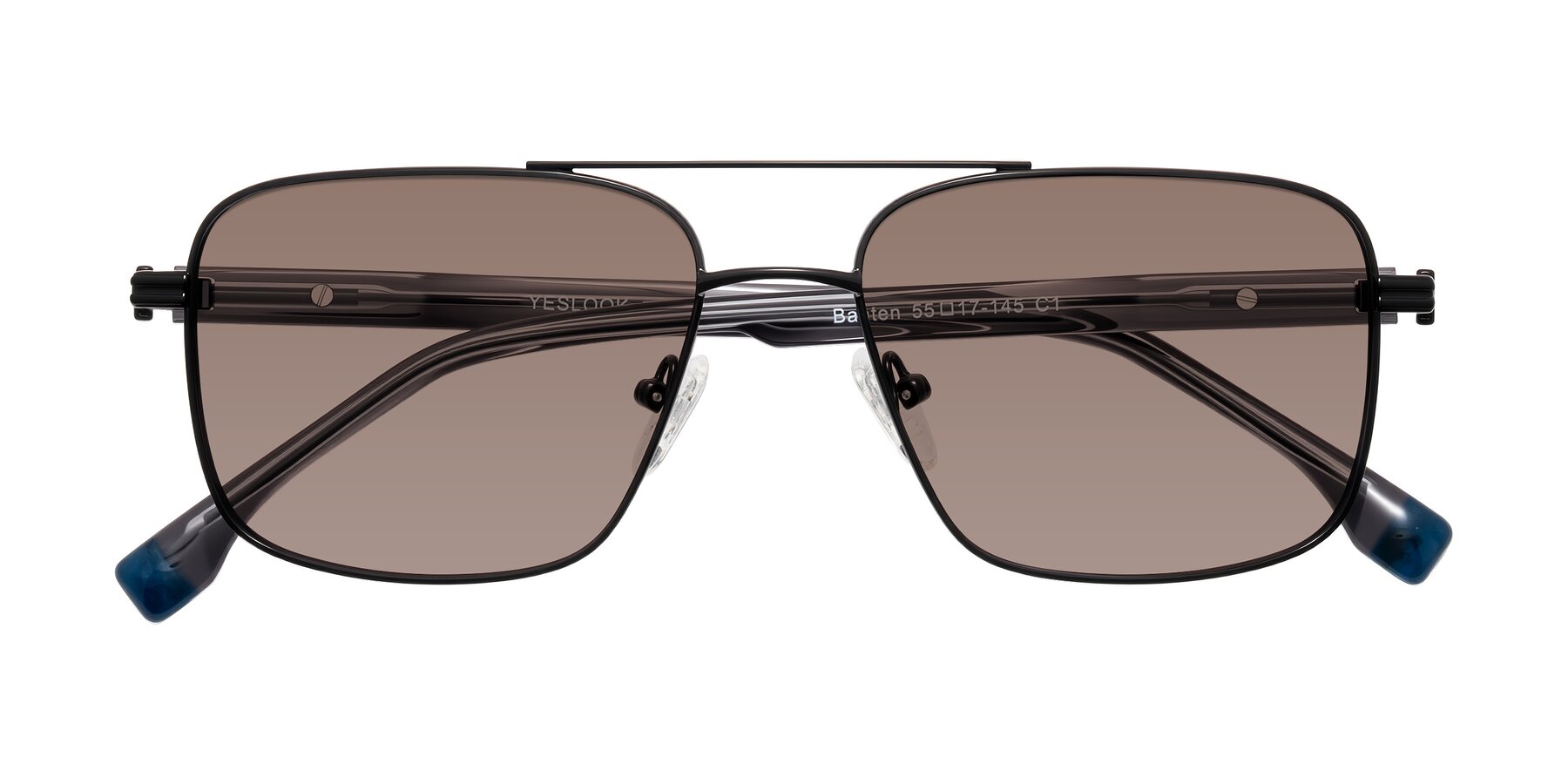 Folded Front of Banten in Black with Medium Brown Tinted Lenses