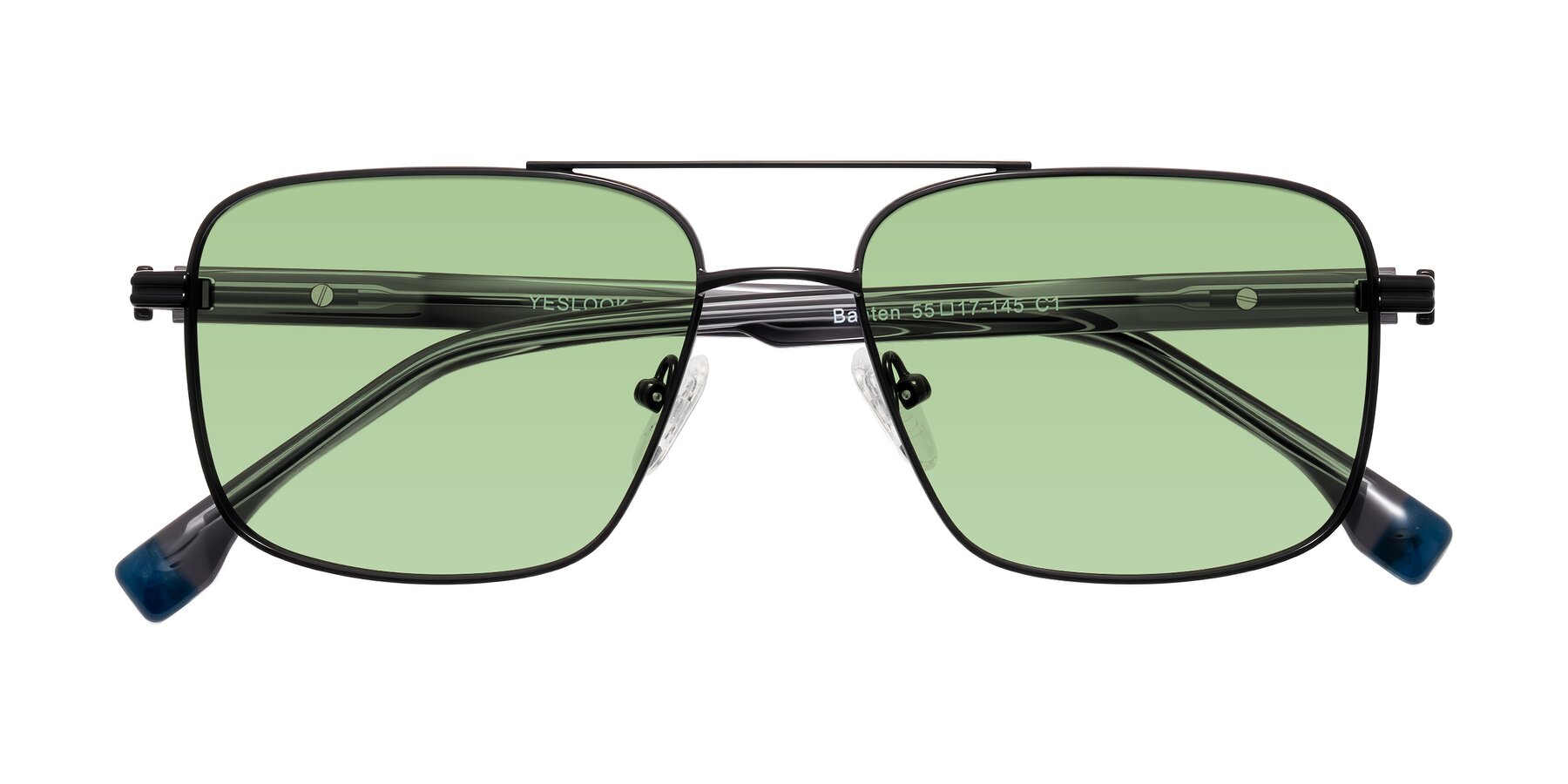 Folded Front of Banten in Black with Medium Green Tinted Lenses