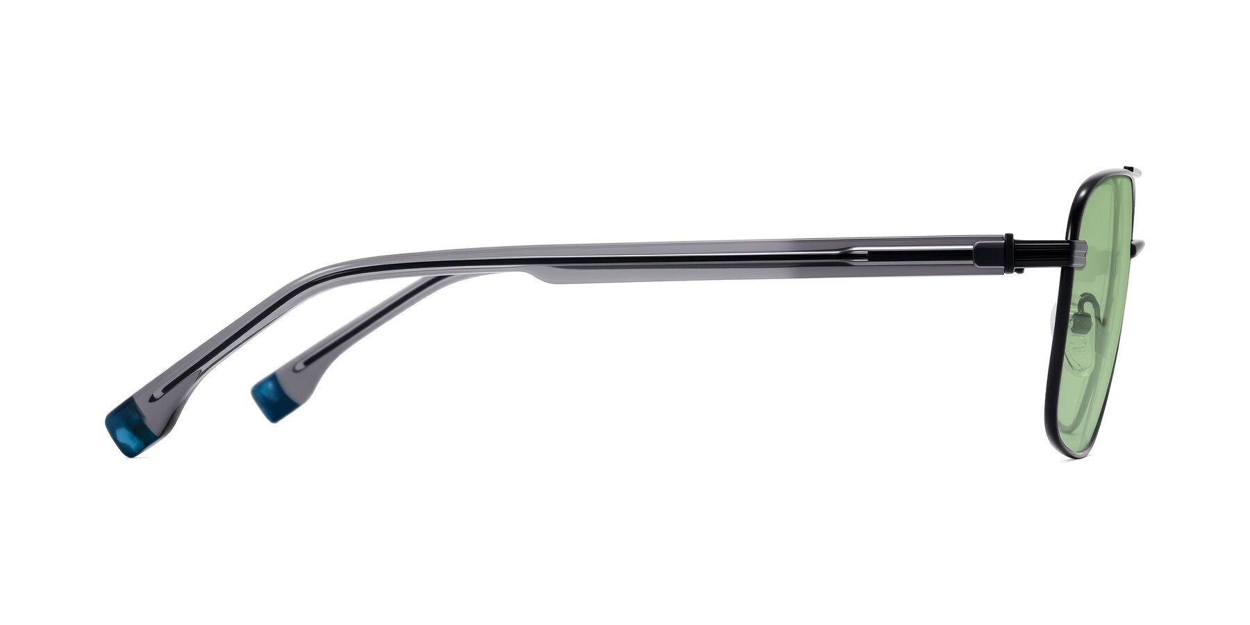 Side of Banten in Black with Medium Green Tinted Lenses