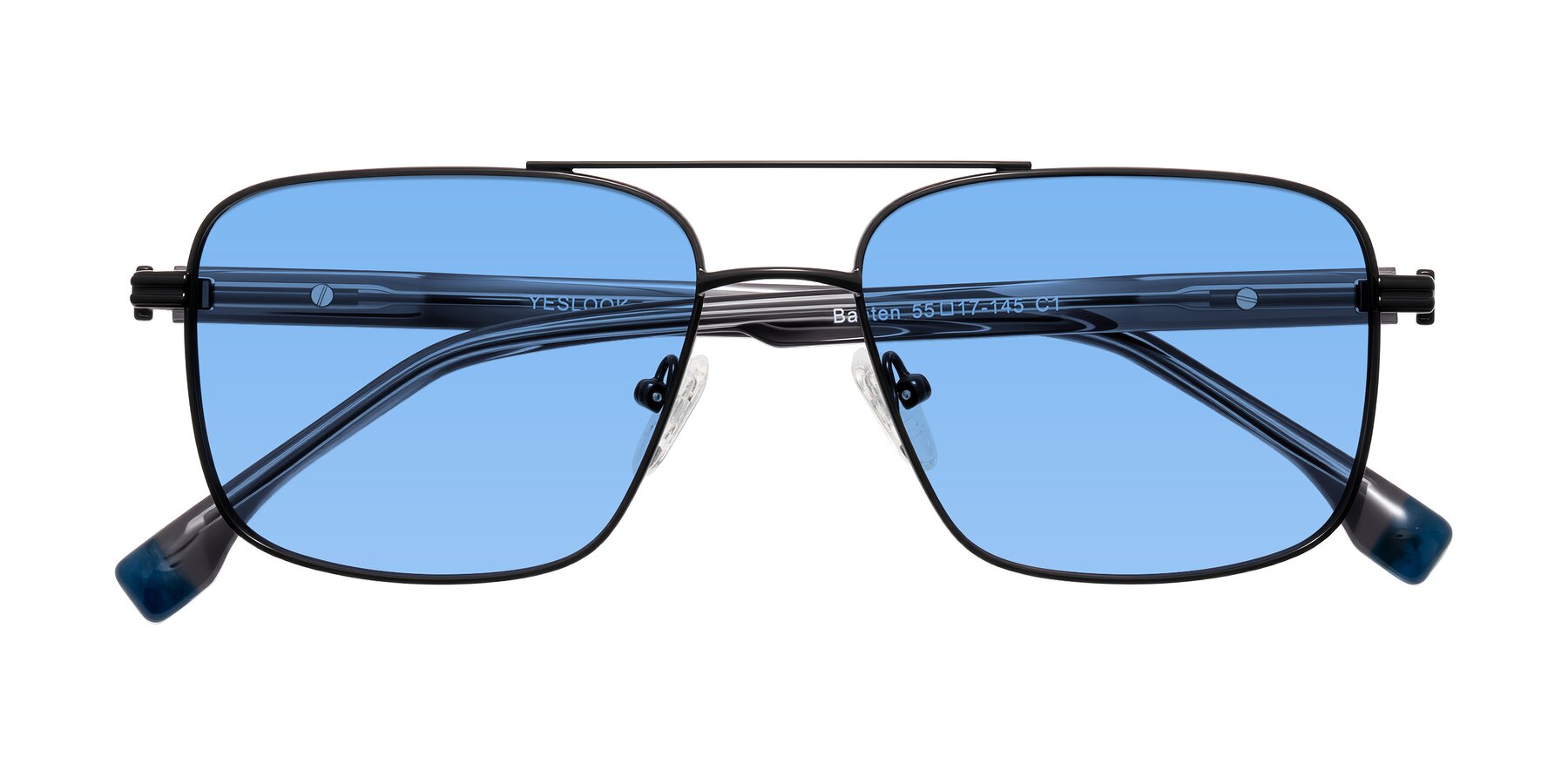 Folded Front of Banten in Black with Medium Blue Tinted Lenses