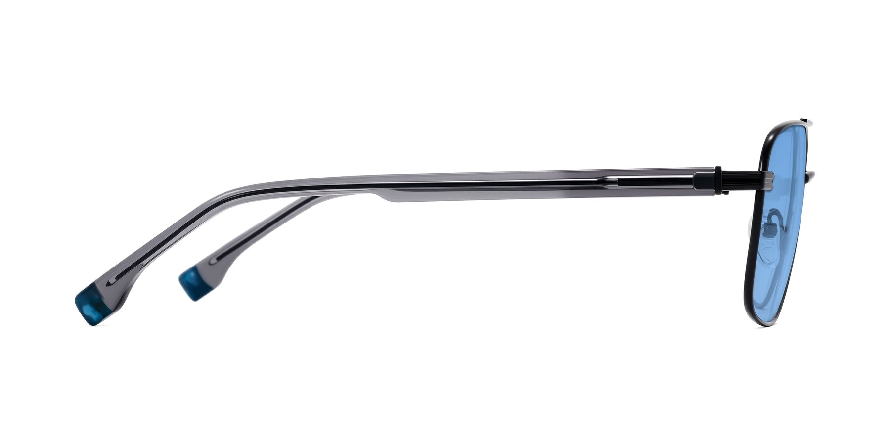 Side of Banten in Black with Medium Blue Tinted Lenses