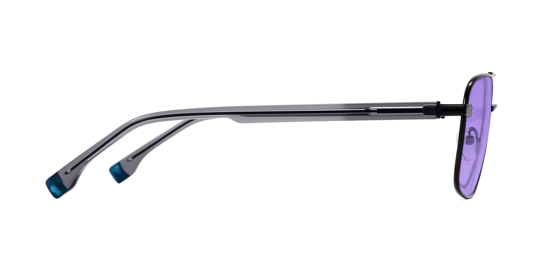 Side of Banten in Black with Medium Purple Tinted Lenses