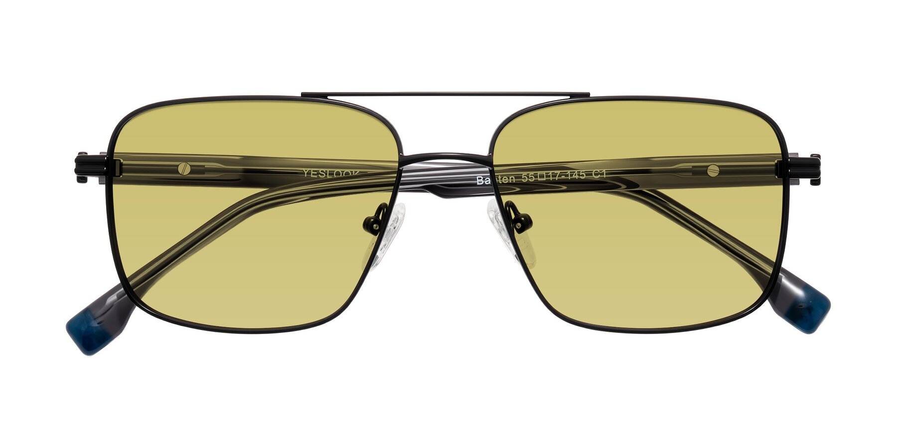 Folded Front of Banten in Black with Medium Champagne Tinted Lenses