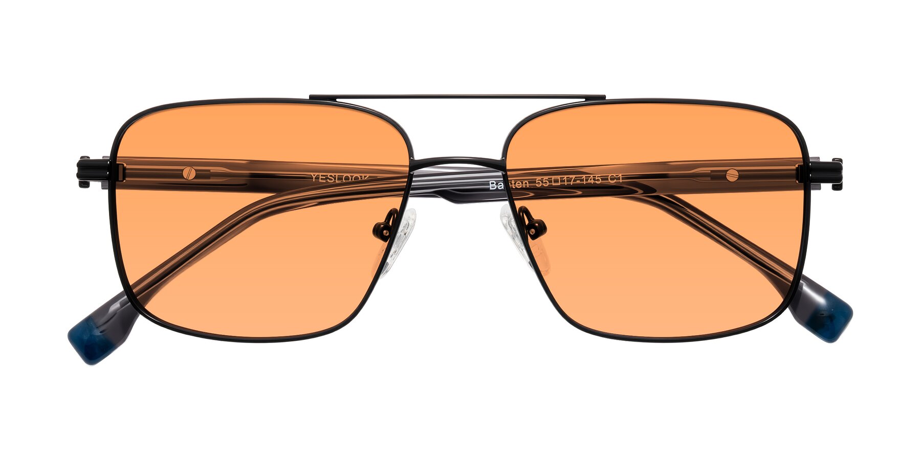 Folded Front of Banten in Black with Medium Orange Tinted Lenses